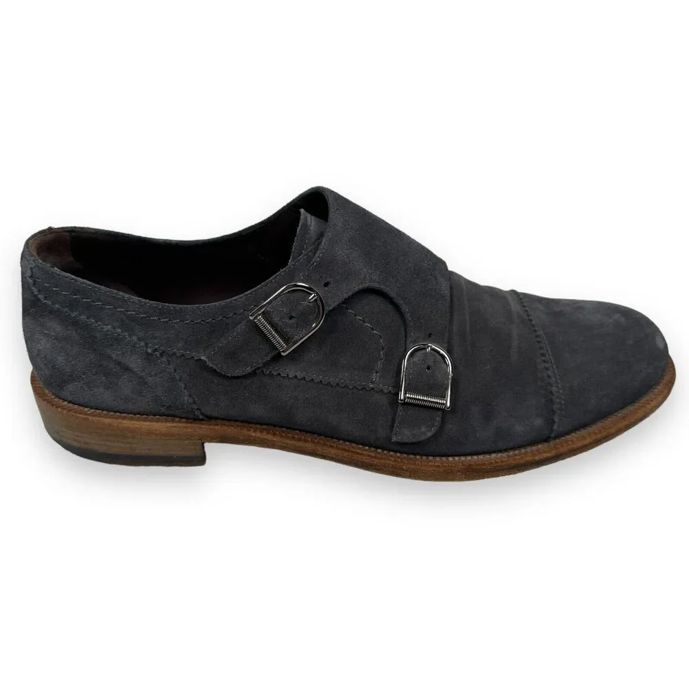 Ermenegildo Zegna Shoes Men's US‎ 9 Navy Blue Suede Monk Strap Loafer Cap Toe